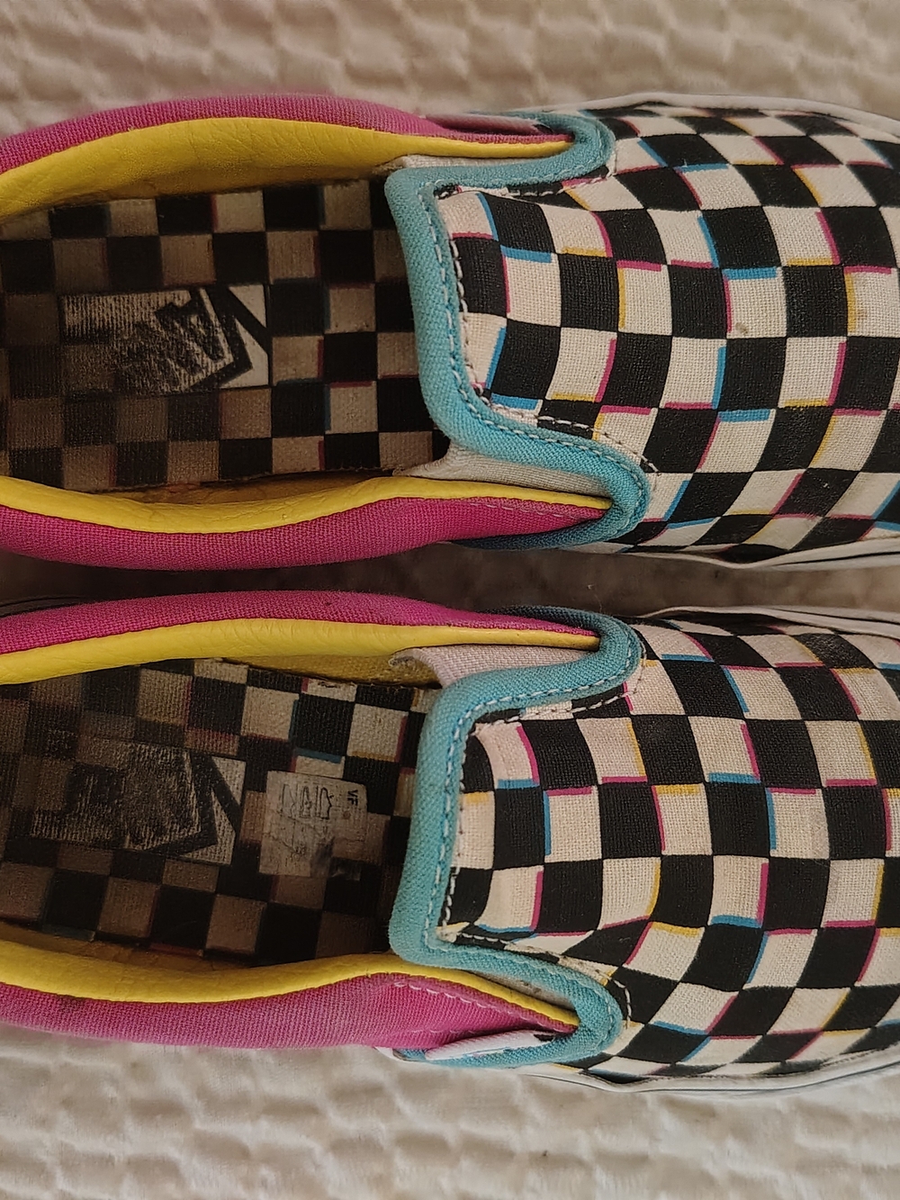 Vans Classic Slip-On Crazy Checkered Multicolor Kids Size 3.0
